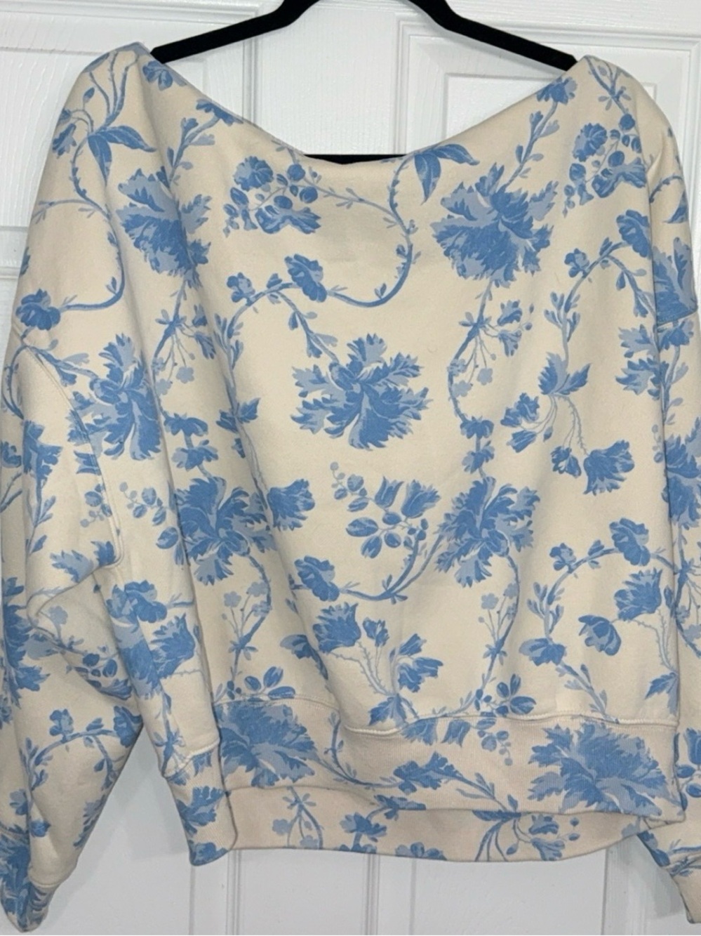 Abercrombie & Fitch Cream Sweater with Blue Floral Print